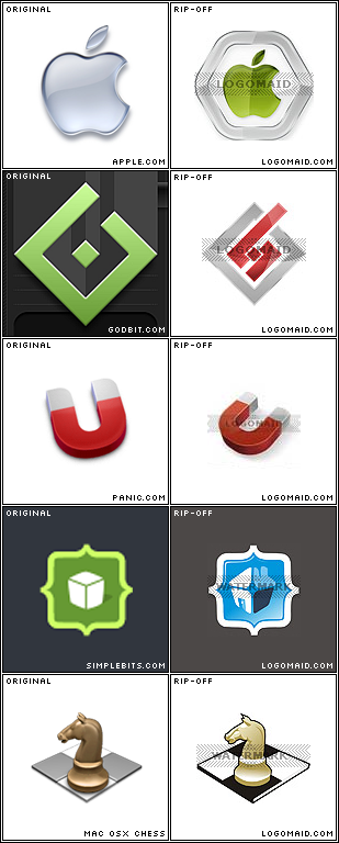 LogoMaid rip-offs: Apple.com, Godbit.com, Panic.com, Simplebits.com, OSX Chess