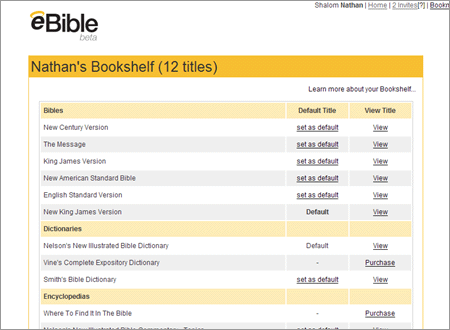 eBible bookshelf