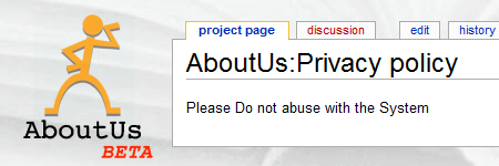 AboutUs: privacy policy